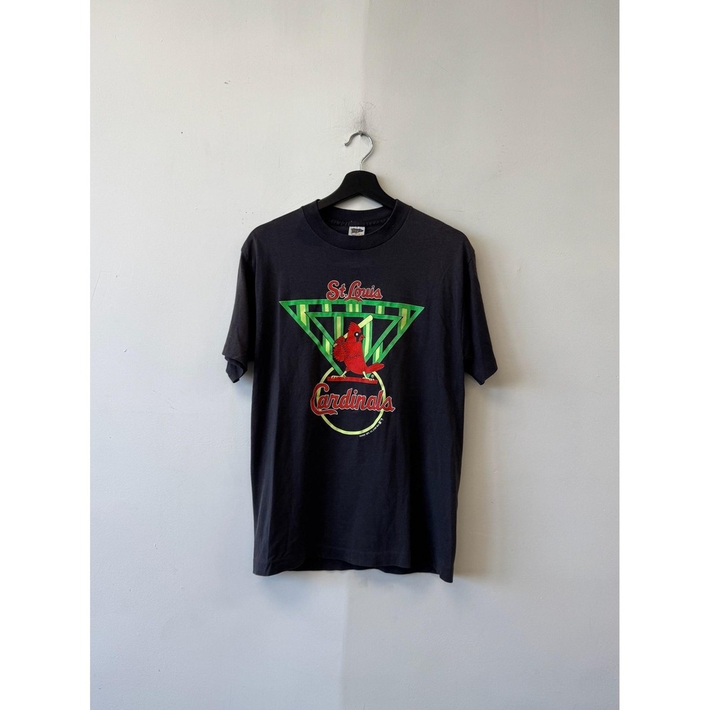 Vintage‎ St. Louis Cardinals Shirt Mens Small Black MLB Baseball Trench 90s